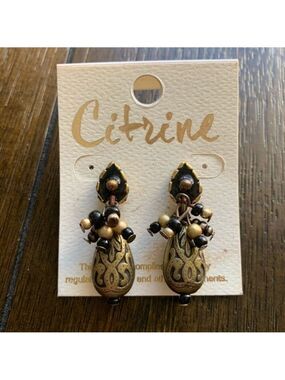 New Boho Gold& Black Beaded Earrings